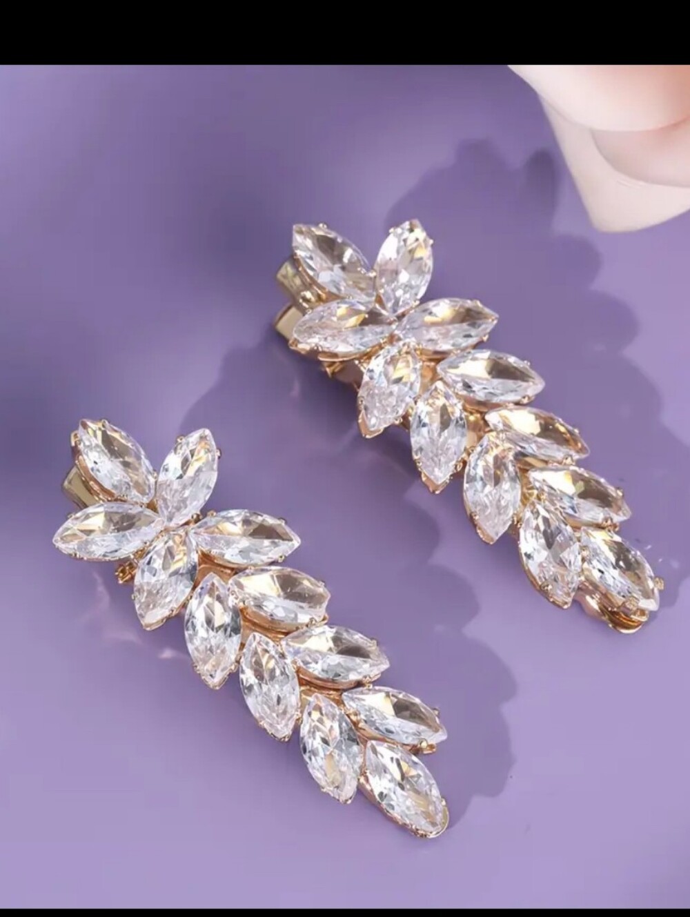🆕️ Gold-tone Rhinestone Leaf Cluster Hair Clips - Set Of 2